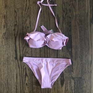 H & M women’s ruffle mauve bikini
